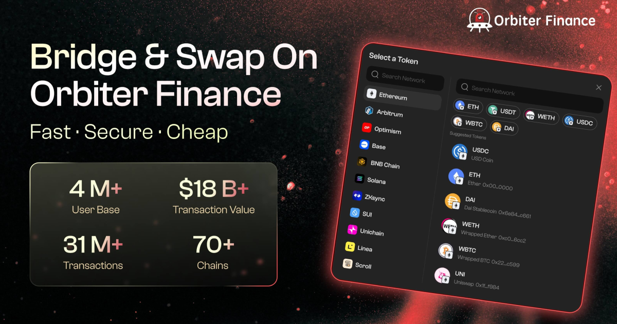 Screenshot 1 of Orbiter Finance showing the application interface