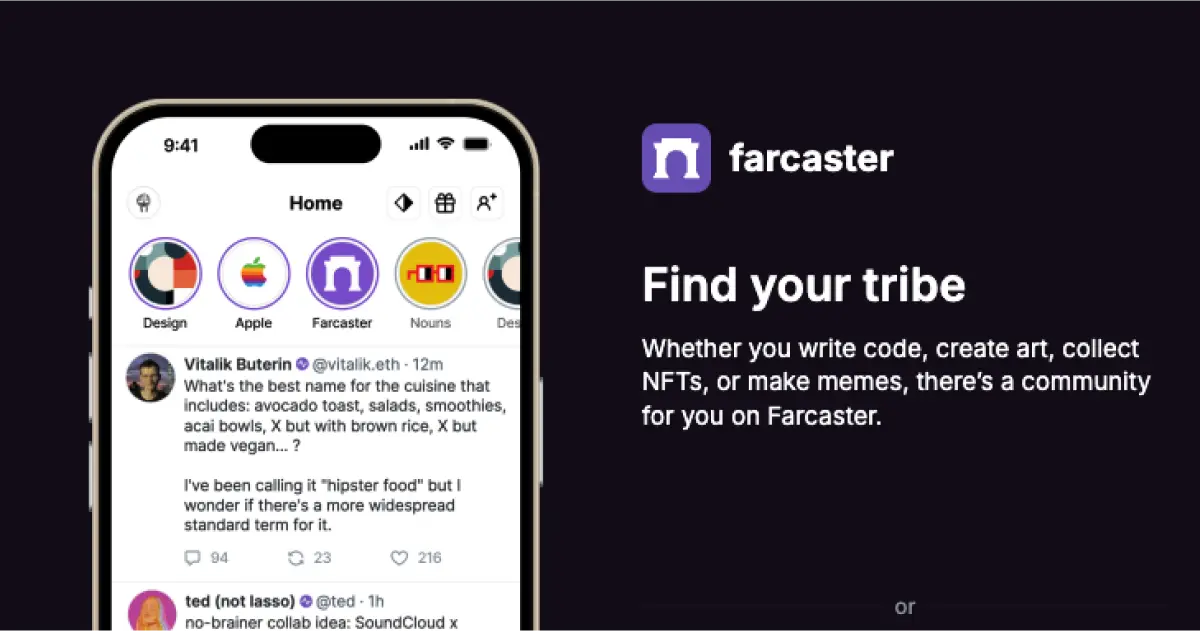 Screenshot 1 of Farcaster showing the application interface