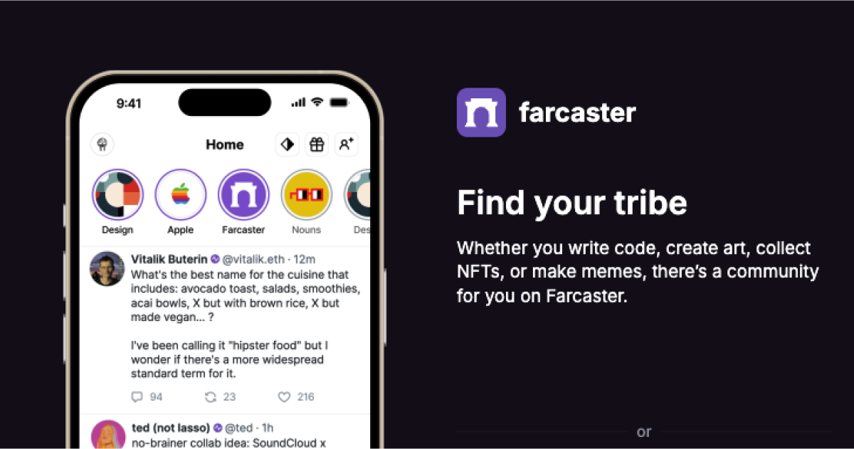 Farcaster application banner showing the main interface